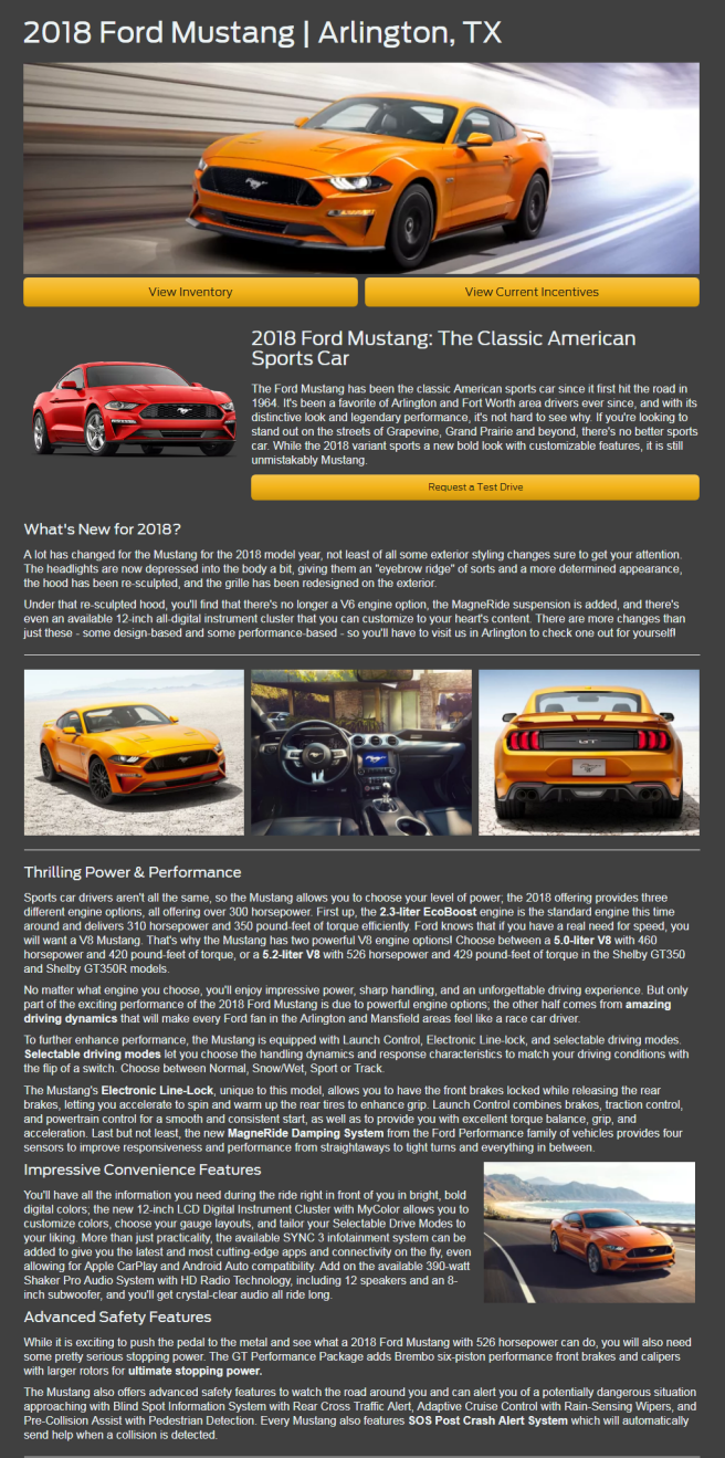 2018 Ford Mustang Details